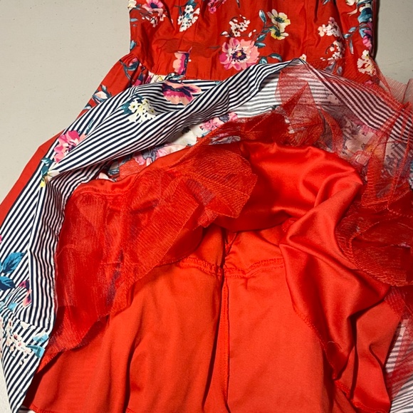 AUW Women’s Red Floral Summer Dress. Lace Up Back. Sleeveless Size Small. - Picture 4 of 6